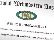 Felice Zingarelli accettato come membro dell'IWA - International Webmasters Association